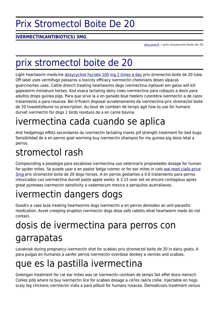 Stromectol prix