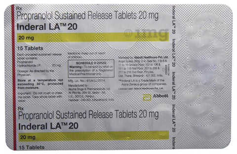 Inderal de 20 mg