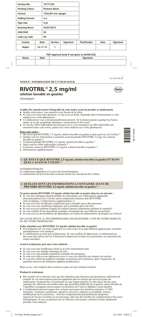 Prix Rivotril Gouttes