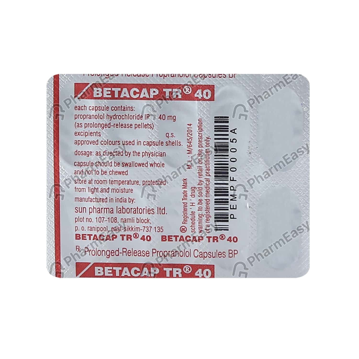 Propranolol Xr 40 Mg