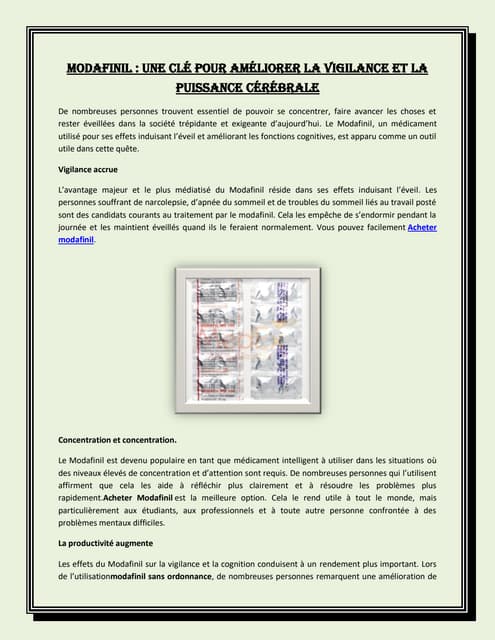 Acheter du modafinil