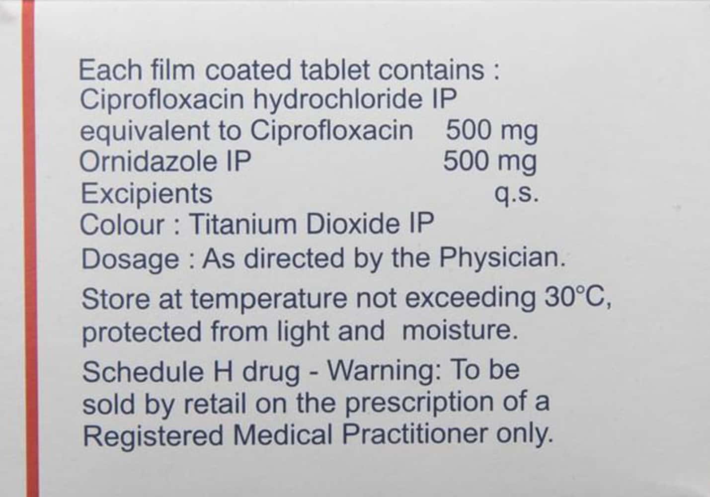 Ciprofloxacin 500mg & Ornidazole 500 Mg