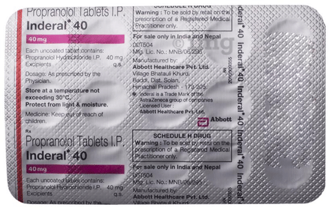 Inderal Tabletas 40 Mg X 50