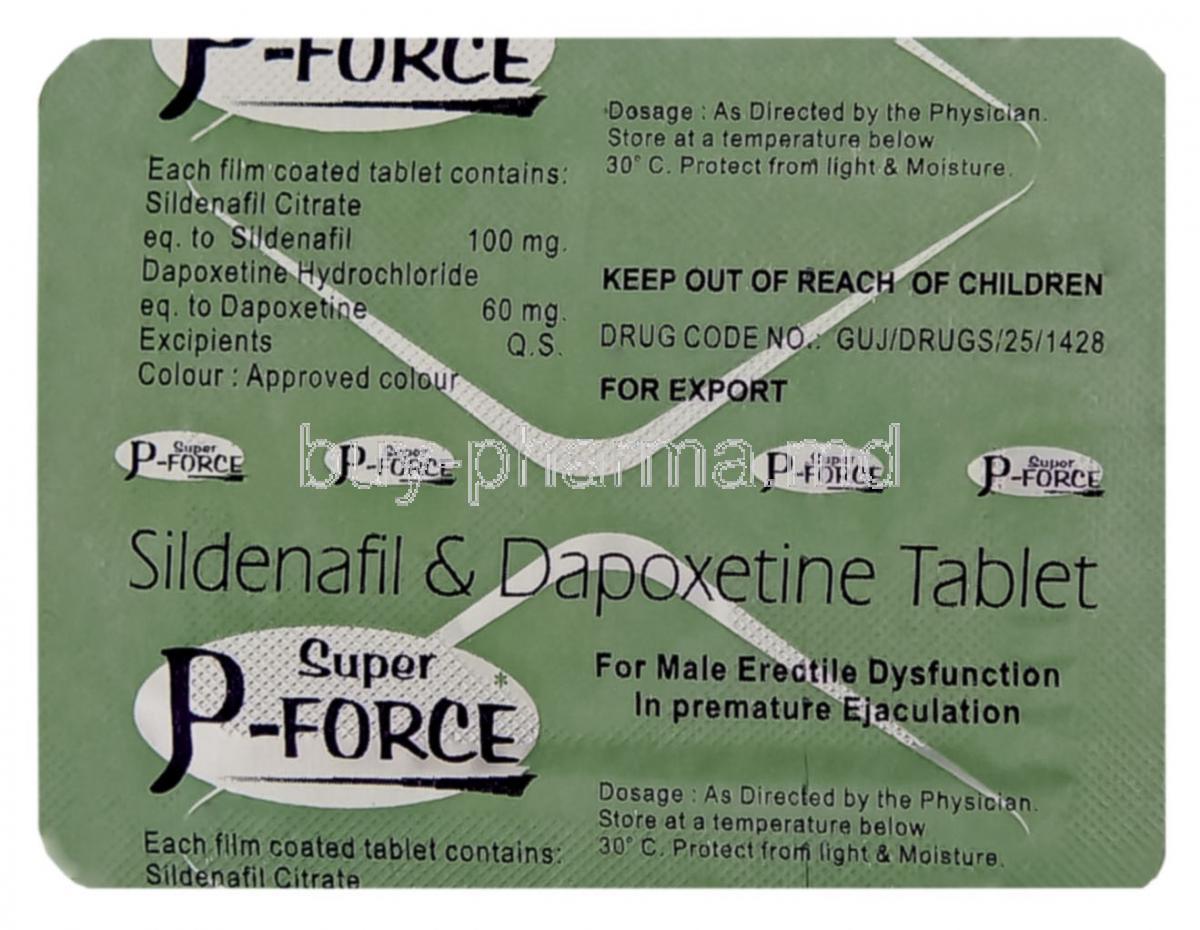 Super P Force (sildenafil 100 Dapoxetine 60)